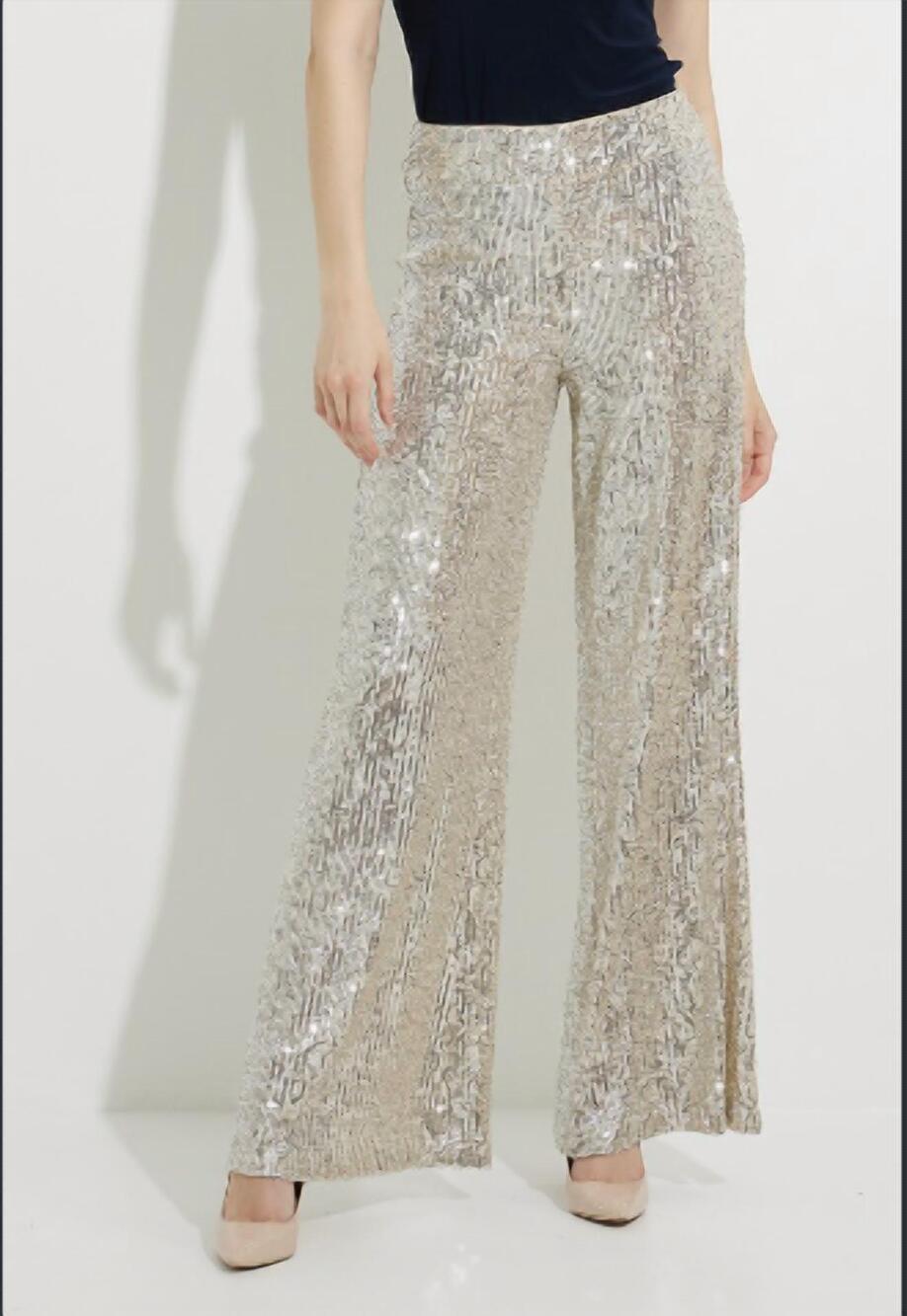NEW JOSEPH RIBKOFF women's sequined pants in silver